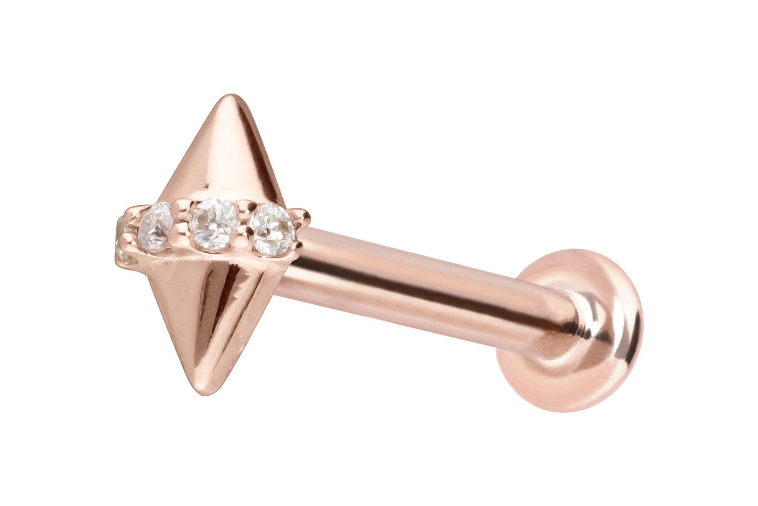 14 Karat Gold Labret Piercing mit Innengewinde MOISSANITE + 2 SPITZEN